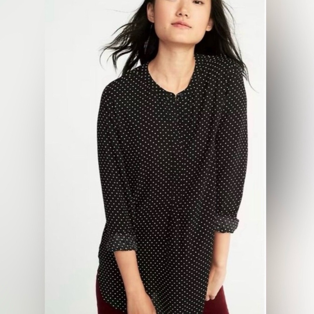Old Navy Polka Dot Tunic Large Black & White